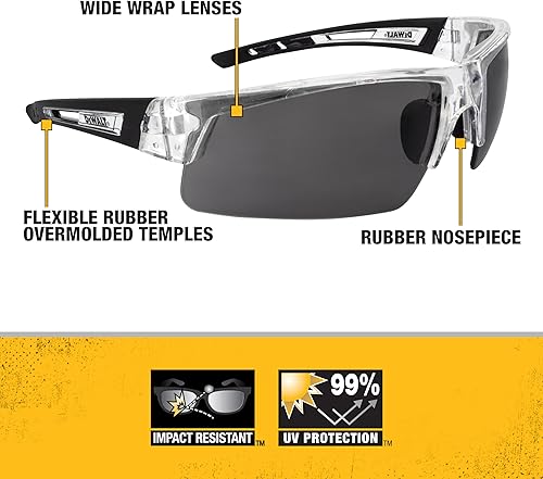 Miniatura 8 de DEWALT DPG100T-1D Crosscut Gafas de seguridad - Medio marco translúcido - Lente transparente - ANSI Z87.1+ - 1 par