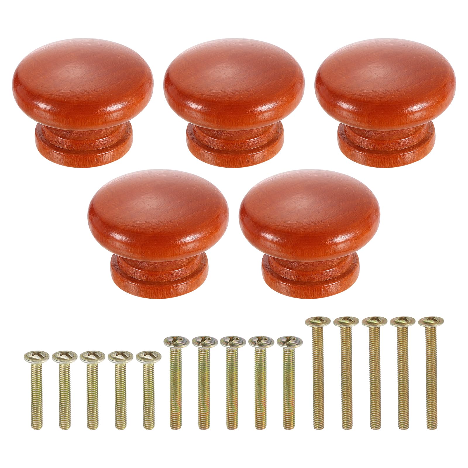 Boutons de tiroir ronds en bois marron 4x2,8cm avec vis pour poignée de commode