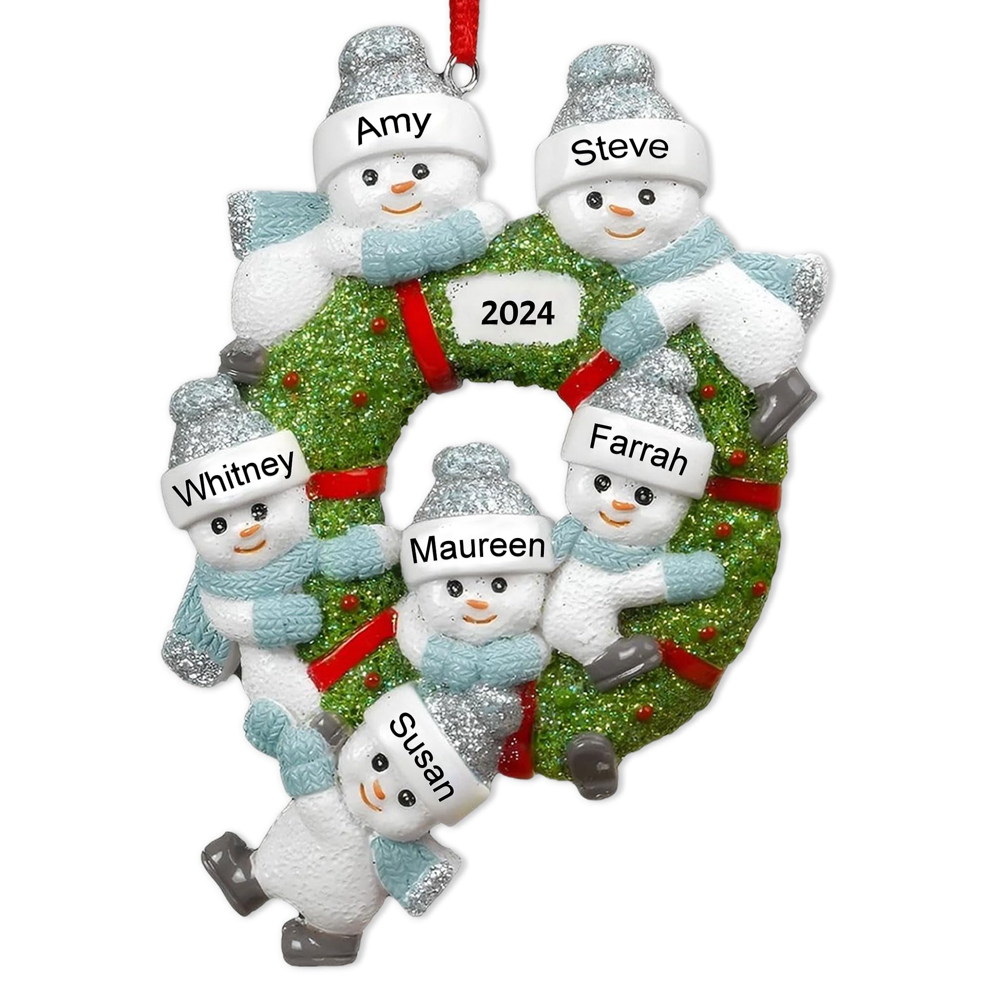 GMDLSK Personalised Christmas Tree Hanging Pendant Ornament 2024 Customized Christmas Decoration Pendant with Names Family of 1,2,3,4,5,6 Creative Xmas Gift for Kids Family
