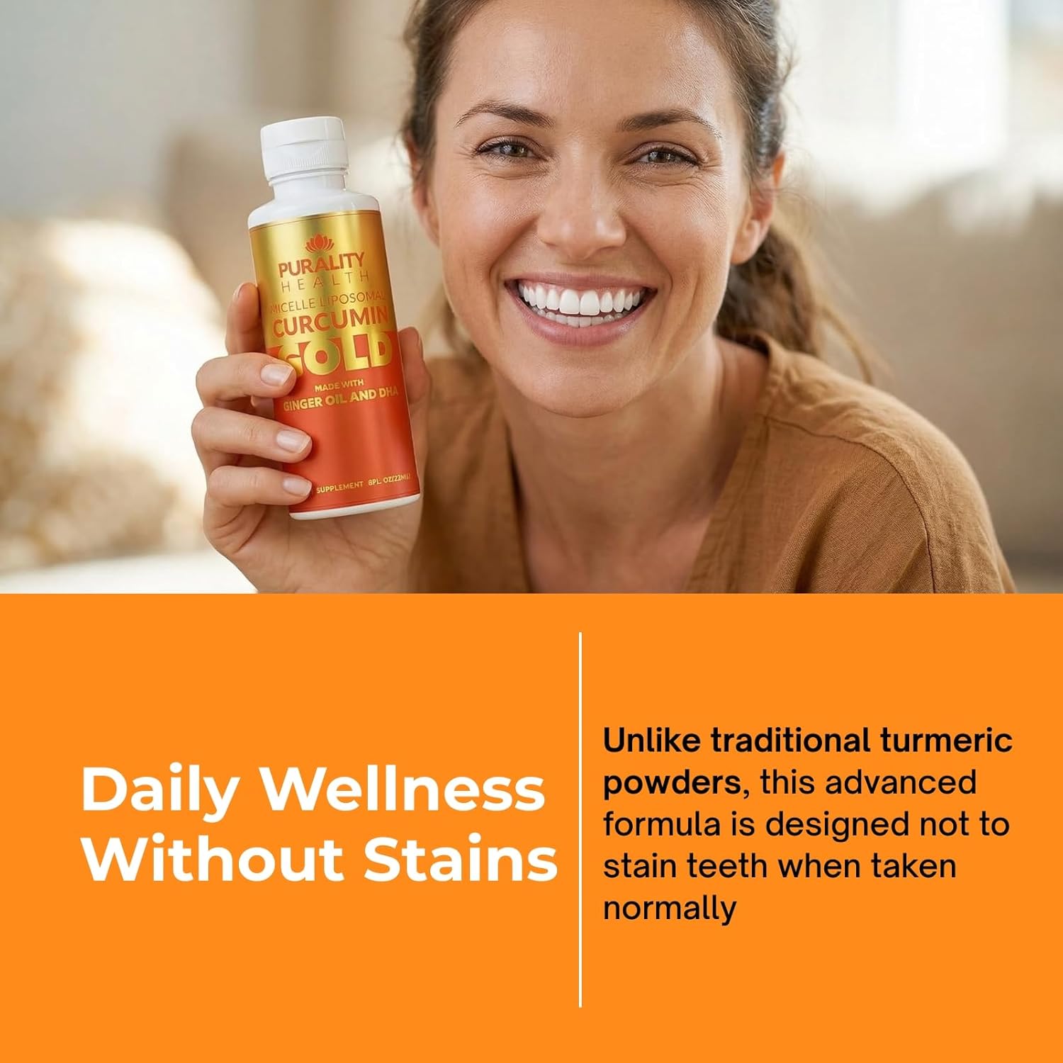 PURALITY HEALTH Curcumin Gold, from Turmeric with Ginger Oil & DHA Omega-3s, Micelle Liposomal Enhanced Absorption, Joint Health, 15 Day Supply