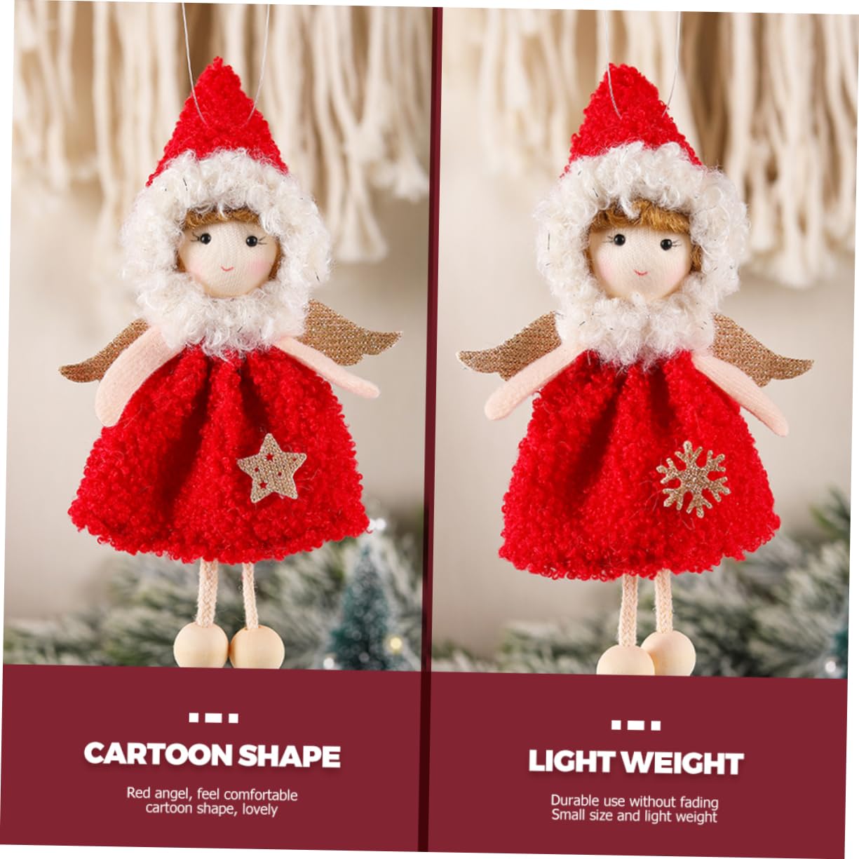 PRETYZOOM 4 Set Fascino Bambola Angelo Angeli Natalizi Angioletti Natalizi Arredamento Casa Fata Ornamento Dell'albero Di Natale Ornamento Da Appendere Per Natale Stoffa Rosso 3 Pezzi * 4