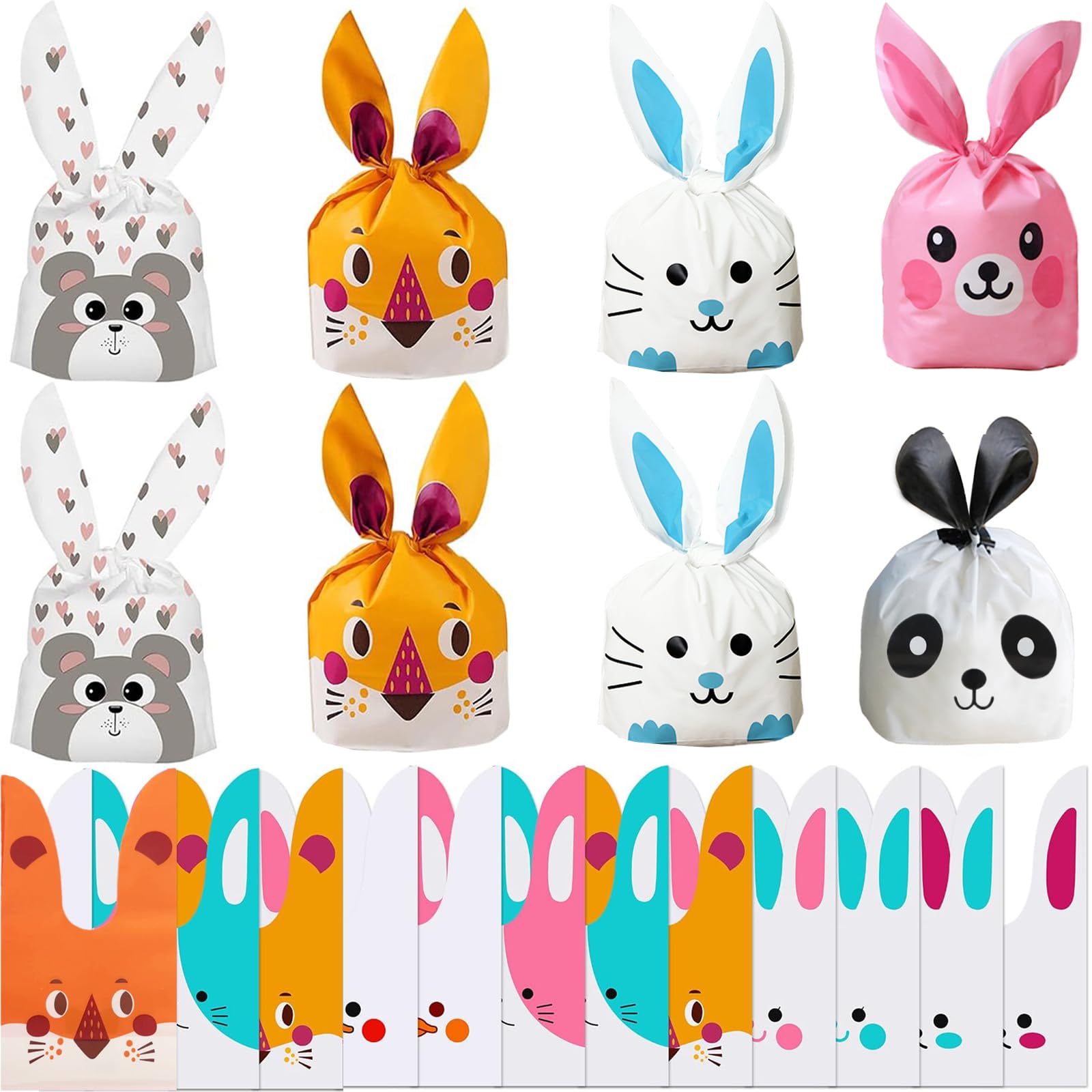 TANGGER 50 PCS Candy Bags Cute Ears Image Plastic Gift Bags for Wedding  Cookie Bakery Biscuit Storage Party Bags and Buffet Supplies