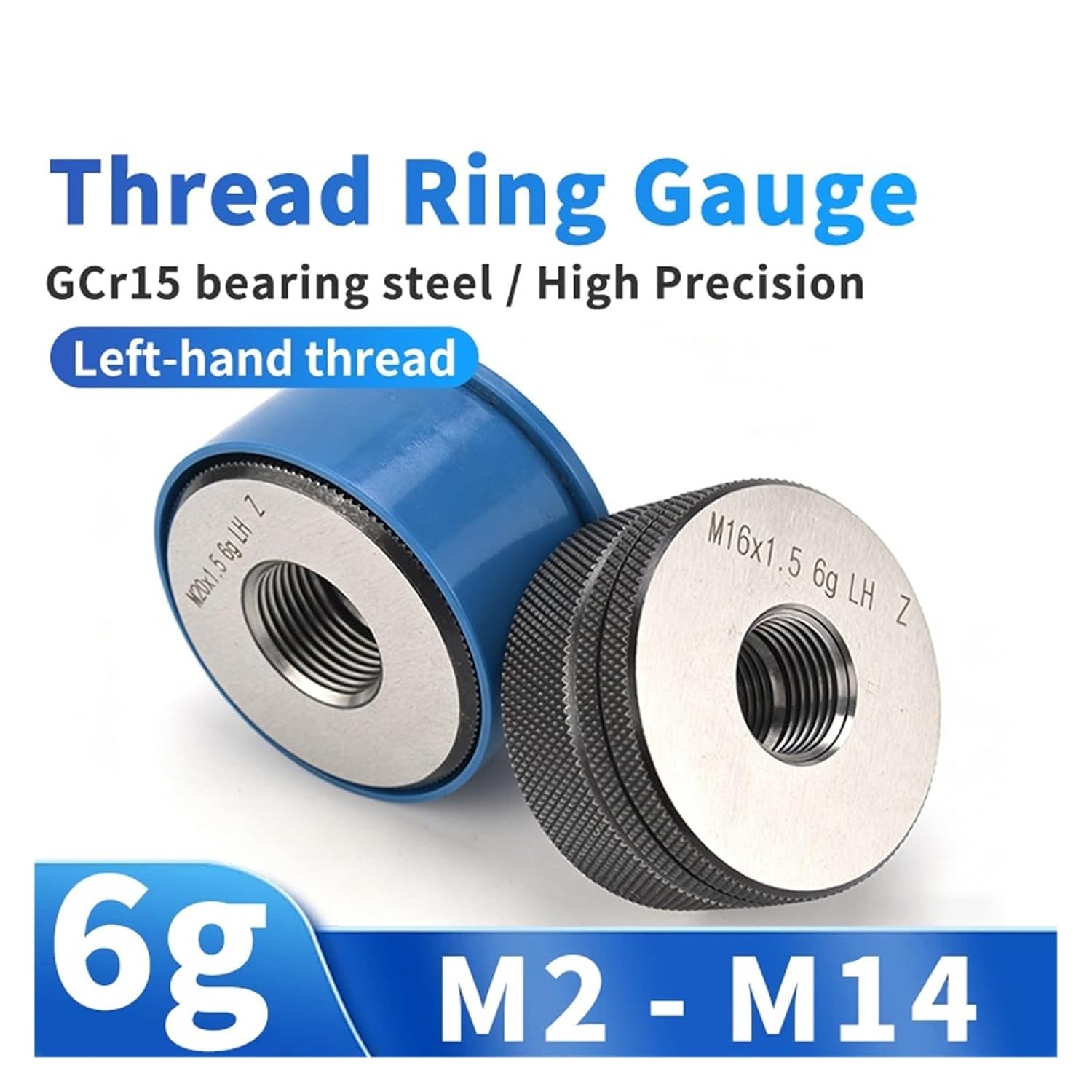 1SET(1*GO+1*NOGO) 6g left hand M2-M14 Standard Metric Fine Left Tooth Thread Ring Gauge Measure ToolX0.25/0.3/0.45/0.5/0.75/1.0(M2.5X0.25-LH T Z)