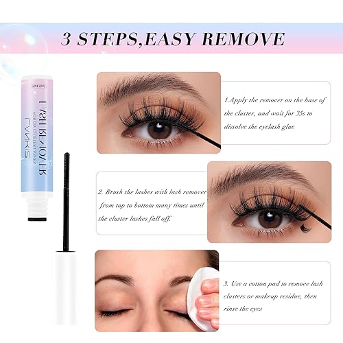 Miniatura 4 de LANKIZ Removedor de pestañas para pestañas en racimo, removedor de pegamento en racimos, removedor de pegamento de pestañas para unir y sellar,