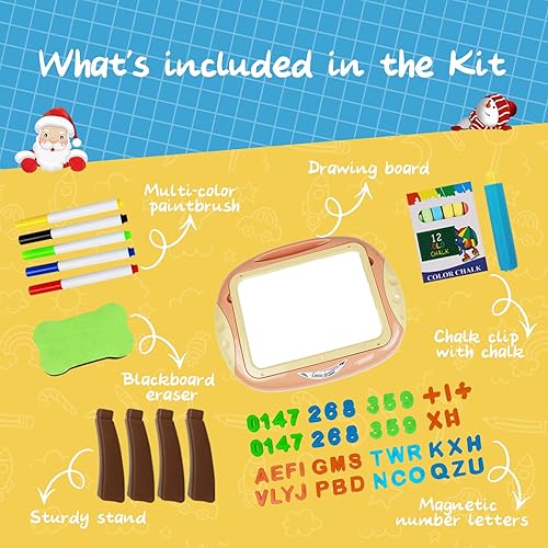 Miniatura 6 de Juguetes para niños de 1 a 3 años, tablero de dibujo magnético con letras magnéticas, tablero de garabatos de doble cara y juguetes de aprendizaje