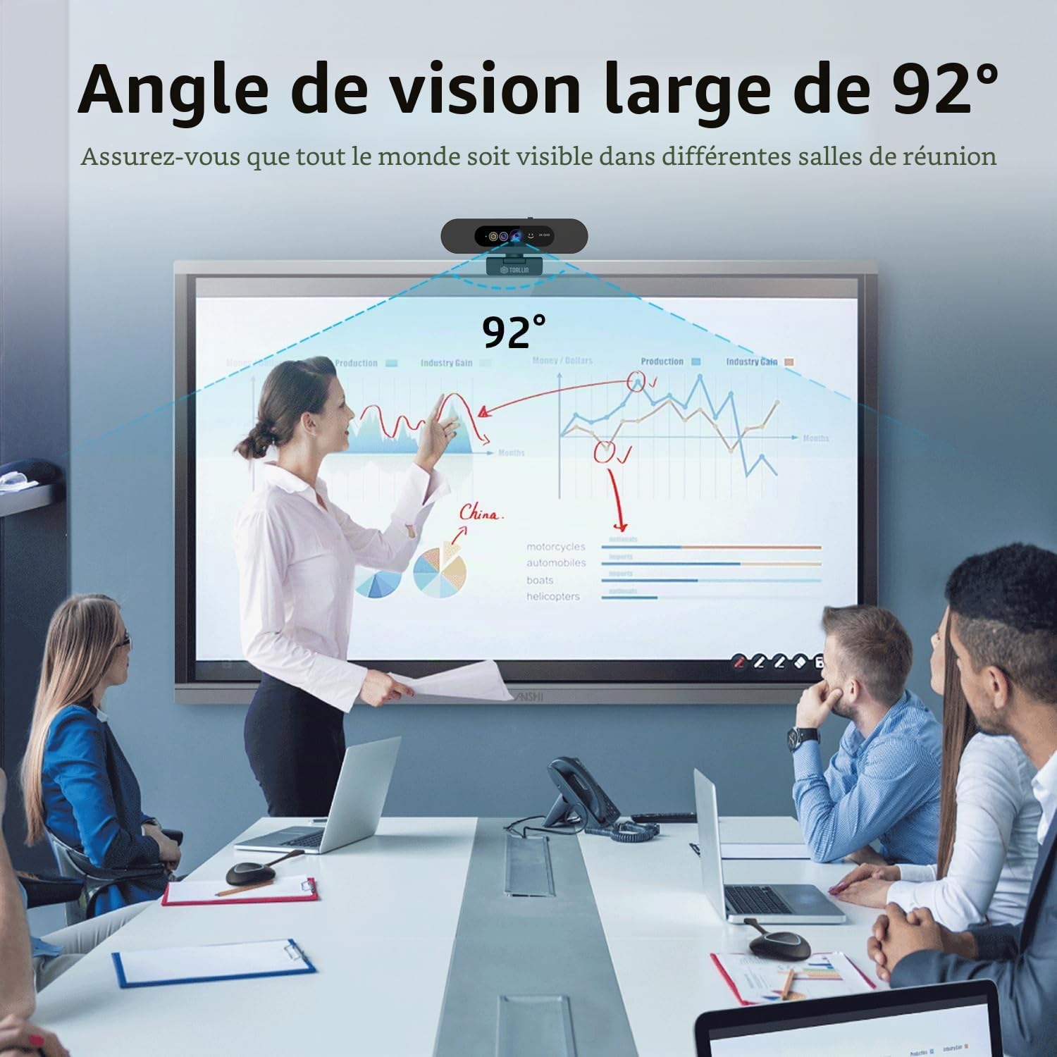 TOALLIN Webcam 2K QHD pour Windows Hello Face Login, caméra de reconnaissance faciale infrarouge, webcam USB avec microphone, vue grand angle de 92 °, pour appels vidéo