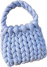 LOVIVER Women Crochet Handbag Braided Chunky Lady Trendy Clutch Purse Wallet Lightweight Shoulder Bag Underarm Bag for Work, blue, elegant