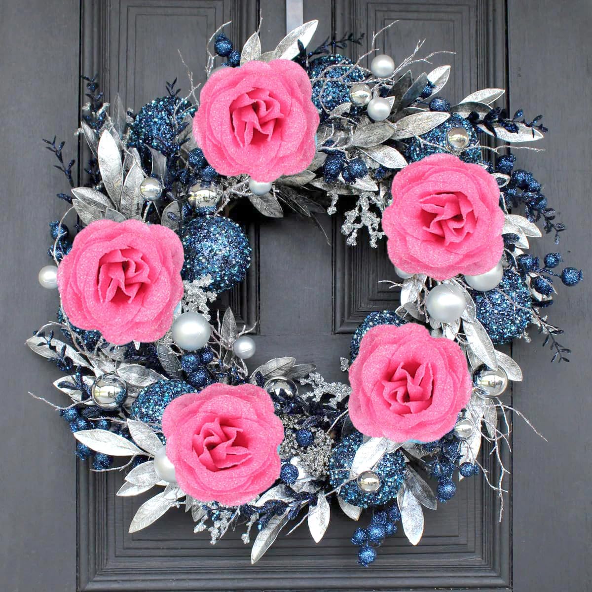 Artificial Roses,30PCS Pink Roses Glitter Roses Artificial Flowers for Crafts Wedding Bouquet Home Decoration(Pink)