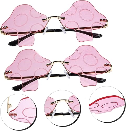 Miniatura 3 de EXCEART 10 lentes de hongo, regalos de hongos, regalos de fiesta de hongos, gafas de sol rave, lentes de frutas, anteojos de hongo, anteojos de moda