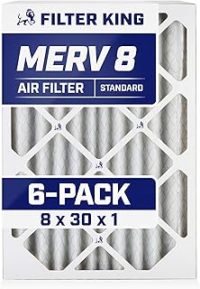 Filter King 8x30x1 Air Filter MERV 8 6-Pack Dust Allergy Control AC Furnace