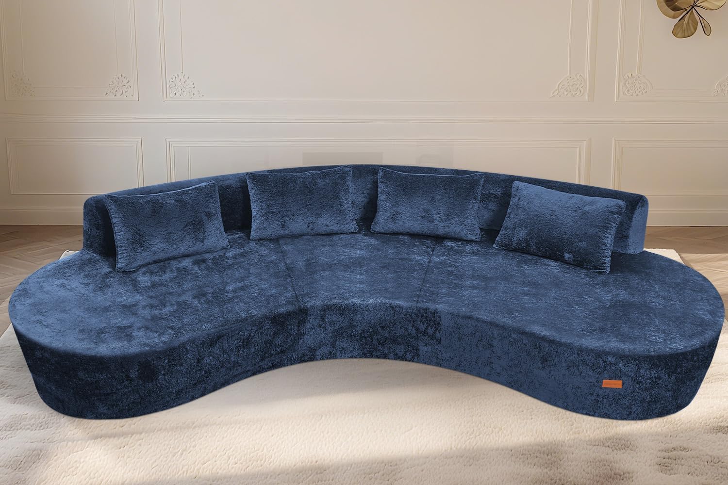 HABUTWAY 130'' Modular Sectional Sofa with Memory Foam Filled, Modern Curved Sofa Deep Seat Cloud Couch with 4 Pillows, No Assembly Required, Oversized Couches for Living Room Apartment Office, Blue