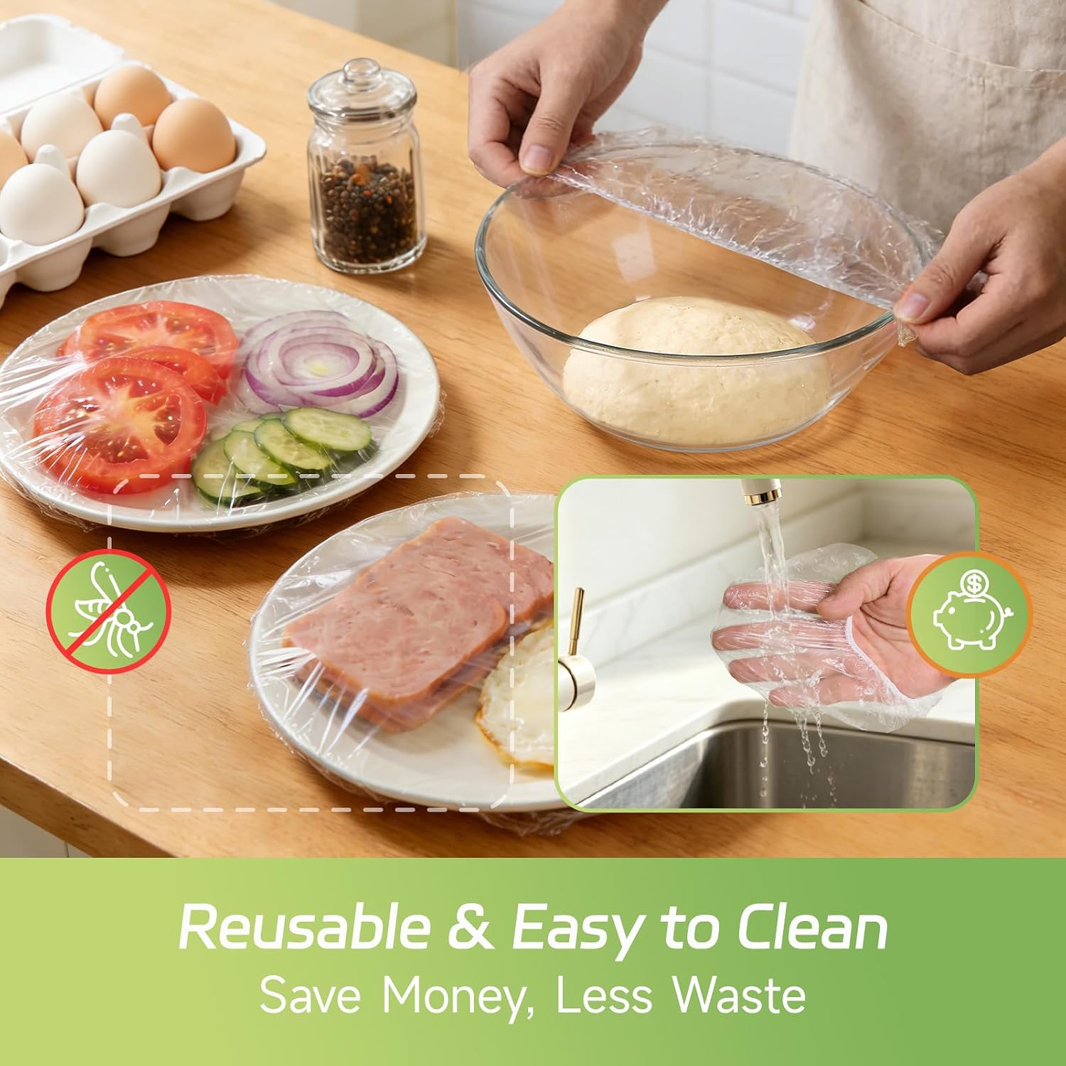 Reusable Plastic Bowl Covers for Bread Proofing, Food Storage, Shower Cap