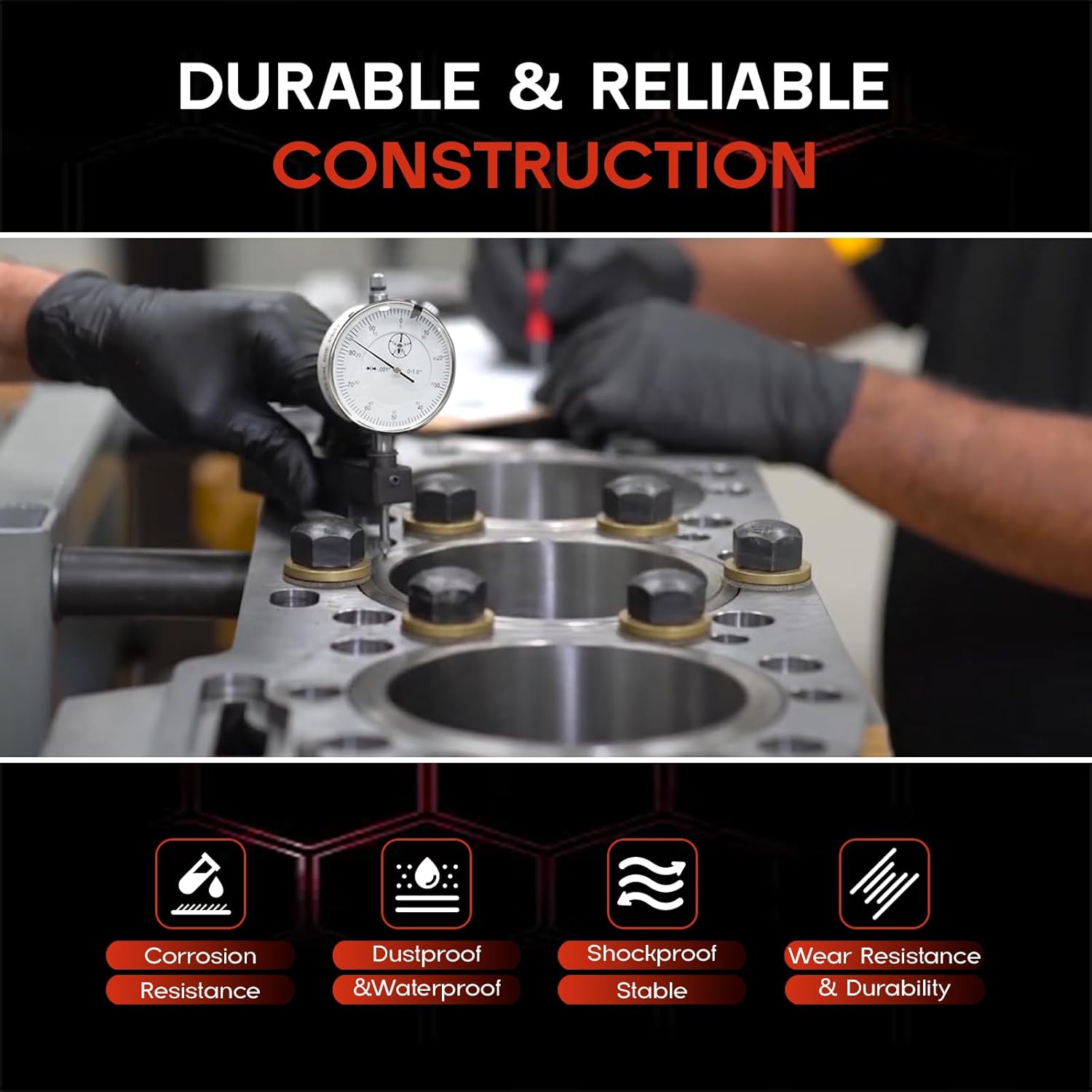 Diesel Engine Cylinder Dial Bore Gauge Set, 0-1.00" (0.001" Precision) w/Sleeve Height & Counter Bore Gauge | 0-100 Reading | Fits All Diesel Engines | Professional Measurement Kit