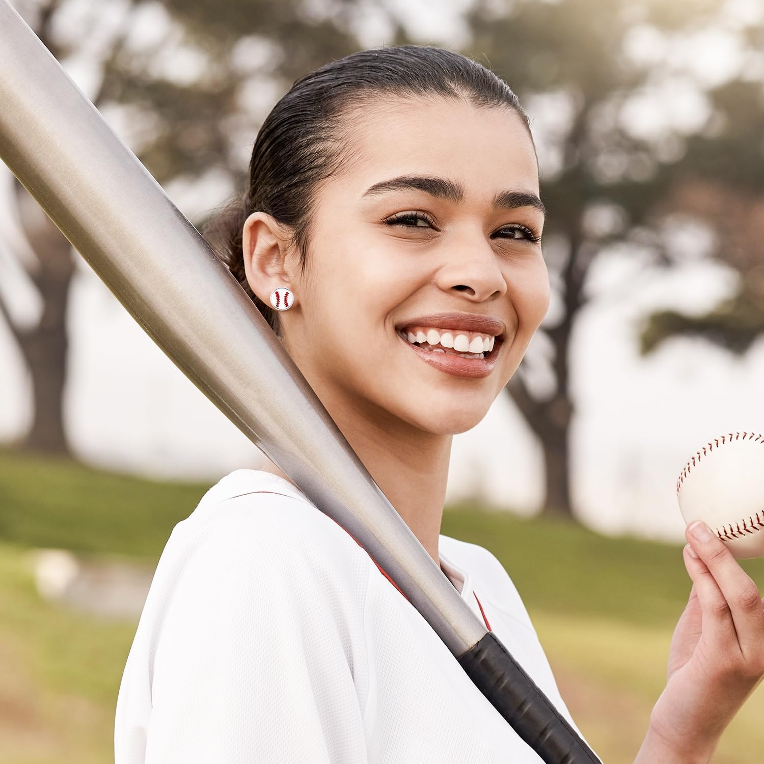 Leather Baseball Earrings for Women, Sports Stud Earrings Trendy Baseball Jewelry Outfits Gift for Fans Softball Moms & Players - Image 7