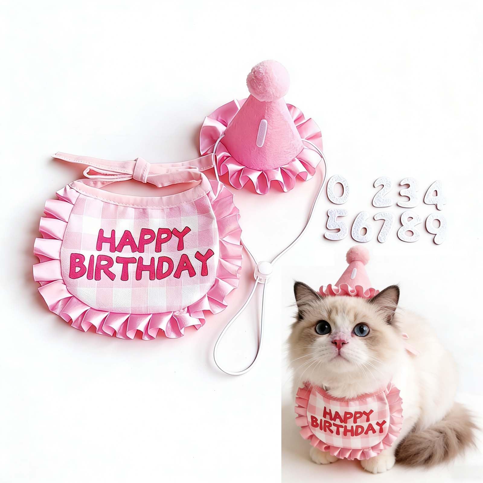YACHUN ペット 誕生日帽子 犬 猫用 バースデー帽子 数字付き お散歩 お…