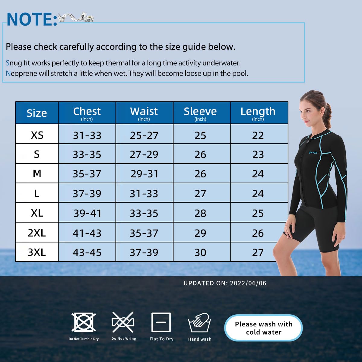 GoldFin Womens Wetsuit Top, 2mm Neoprene Wetsuit Jacket