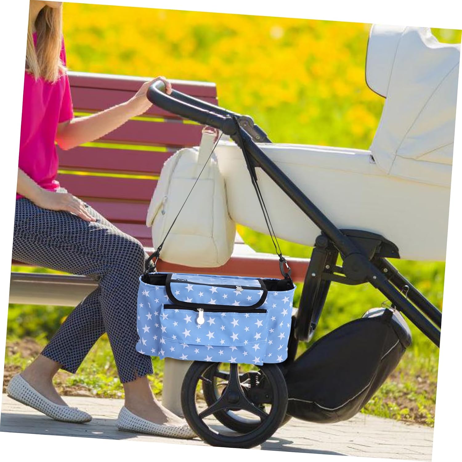 Multi-Functional Baby Stroller Organizer Bag Portable Diaper Bag Insulated Bottle Holder for Travel Universal Stroller Accessory for Moms