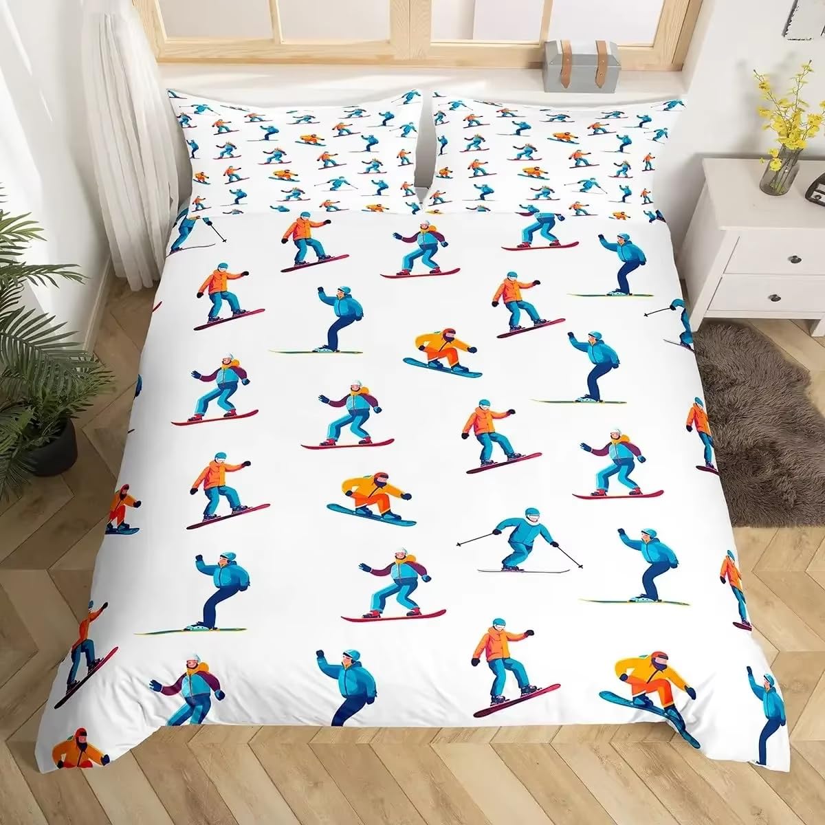 Komplet pościeli 220x240 dla dorosłych 2-osobowa poszwa na kołdrę narciarska z zamkiem błyskawicznym Wygodna oddychająca poszwa na kołdrę z mikrofibry i 2 poszewki na poduszki 65x65 cm