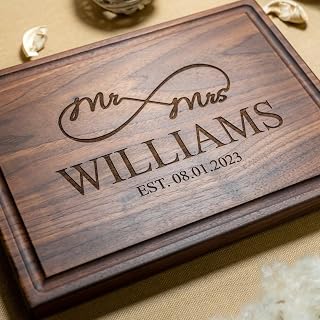 Personalized Cutting Boards, Custom Wedding, Anniversary or Housewarming Gift Idea, Wood Engraved Charcuterie Board for Couples or Newlyweds, Infinity Symbol Mr. & Mrs. Design 039