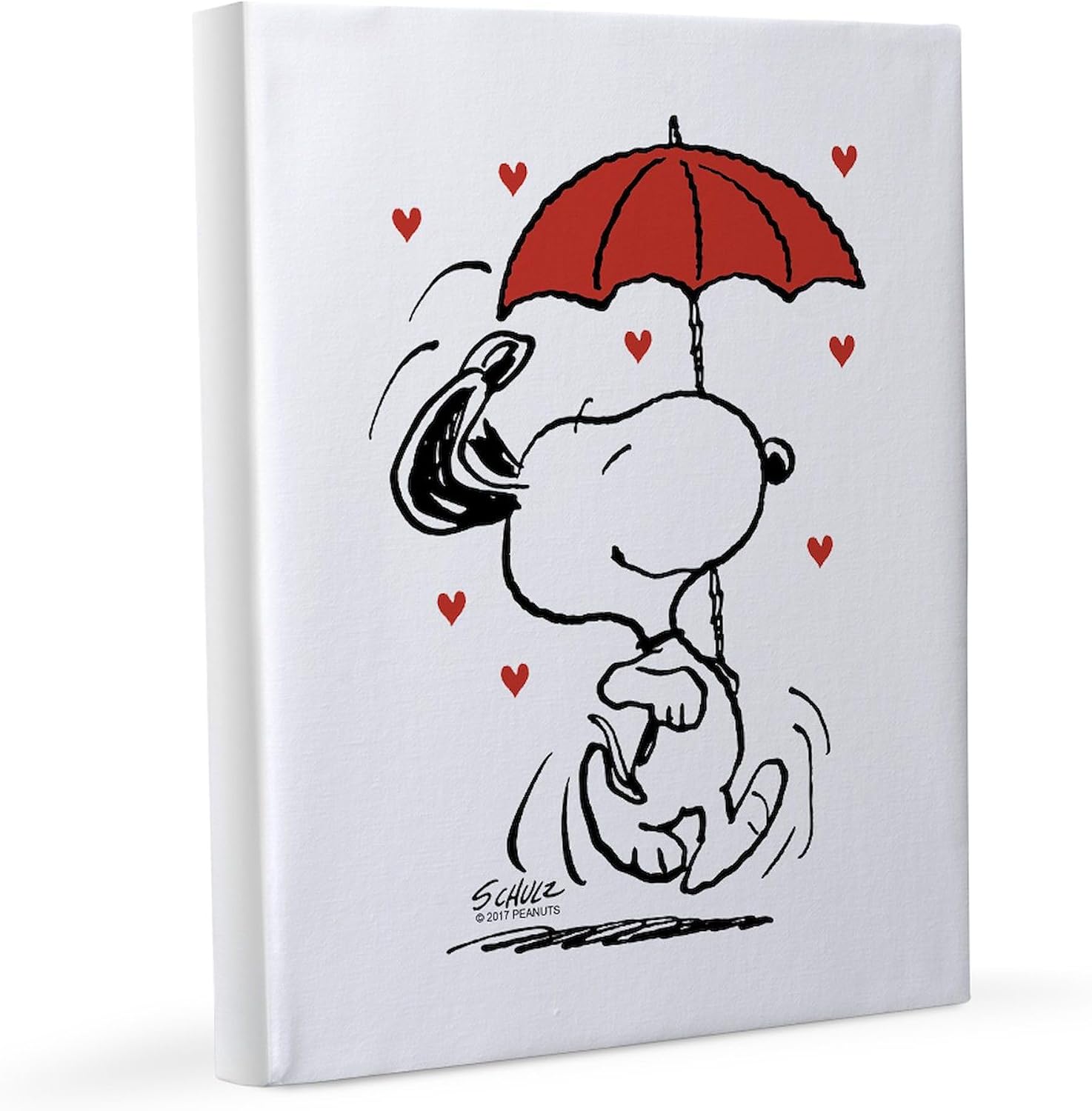 CafePress Peanuts: Snoopy Raining Hearts 8x10 Canvas Print