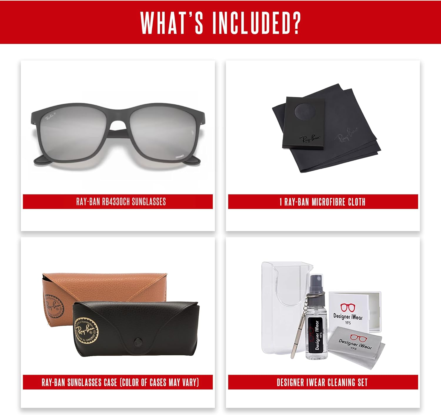 Ray-Ban RB4330CH Chromance Square Sunglasses For Men For Women +BUNDLE with ACCESSORY EYEWEAR KIT