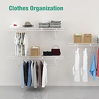 Vista 5 de HAUSHOF Estantes de armario montados en la pared, paquete de 4 estantes de alambre blanco de 4 pies x 12 pulgadas para lavandería, armario