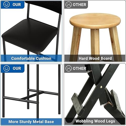 Miniatura 6 de GarveeHome Juego de mesa de comedor para 2, mesa de cocina de altura de mostrador con 2 taburetes de bar tapizados, mesa de comedor y sillas con