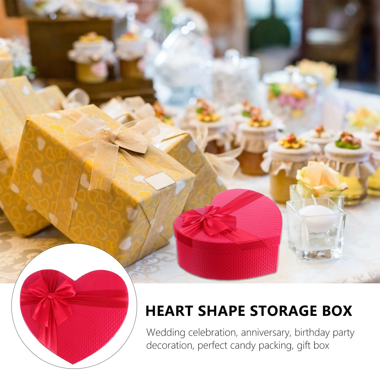 BESTonZON Herzförmige Geschenkbox Aus Karton Mit Deckel Herzförmige, Hochzeit Herz Geschenk Boxen Band Behandeln Box, Blumenboxen Pralinen Süßigkeiten Süßigkeitenbehälter Geschenkbox Für Blumenstrauß