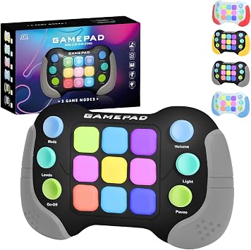 Light Up Pop It Game - Black Bubble Puzzle Fidget Toys, Electric Poppet Speed Push Game Machine for Kids Boys Girls 5-9 Years Old - Christmas Birthday Gifts
