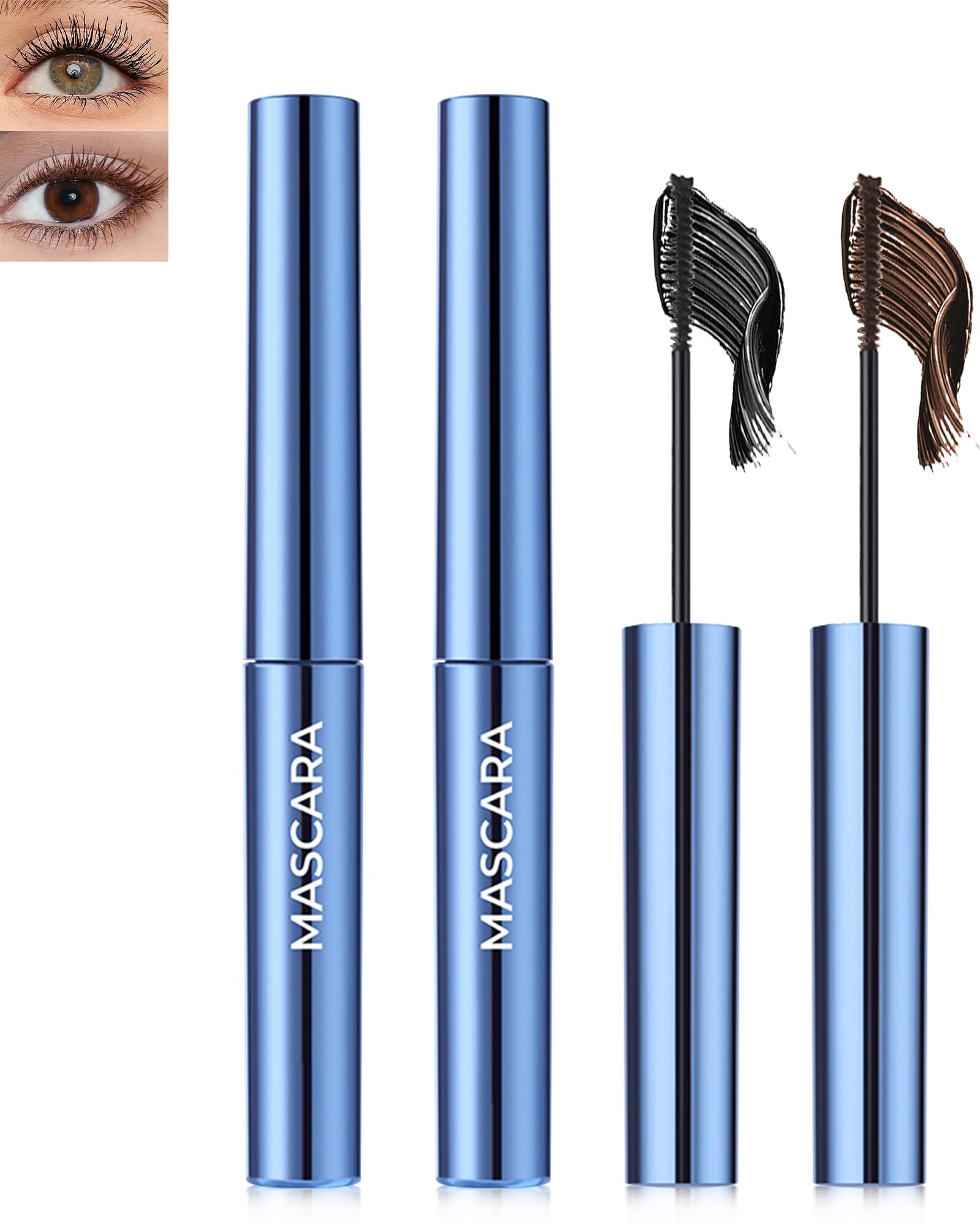 Black Brown Mascara Volume and Length for Women, Mascara for Sensitive Eye 01+02