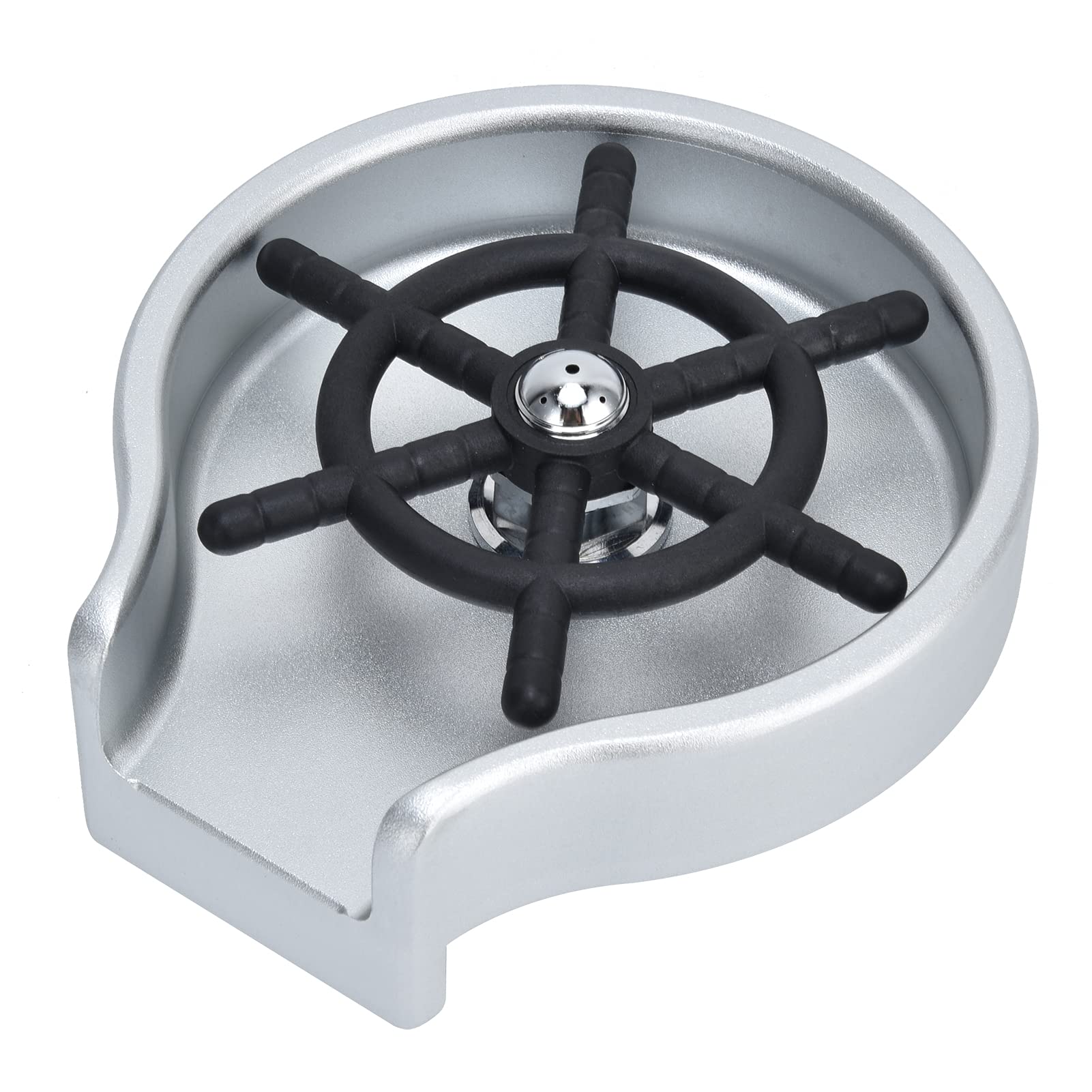 Enjuagador de vasos para fregadero, lavavasos automático de alta presión con cuerpo y manguera de acero inoxidable, ideal para uso en hogares, bares y restaurantes; cabezal (Plata Negro)