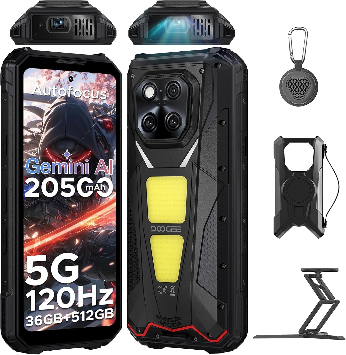 DOOGEE V Max Play 5G Rugged Phone with 100 Lumens Projector,36GB+512GB,200MP+32MP Camera,20500mAh/45W,Dimensity 7300 Rugged Smartphone,6.78" FHD+120Hz