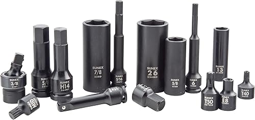 Miniatura 13 de Sunex 2569, 1/2" Drive Master Juego de llaves de impacto, 43 piezas, métricas, 9 mm - 30 mm, estándar/profundo, acero de aleación Cr-Mo, diseño