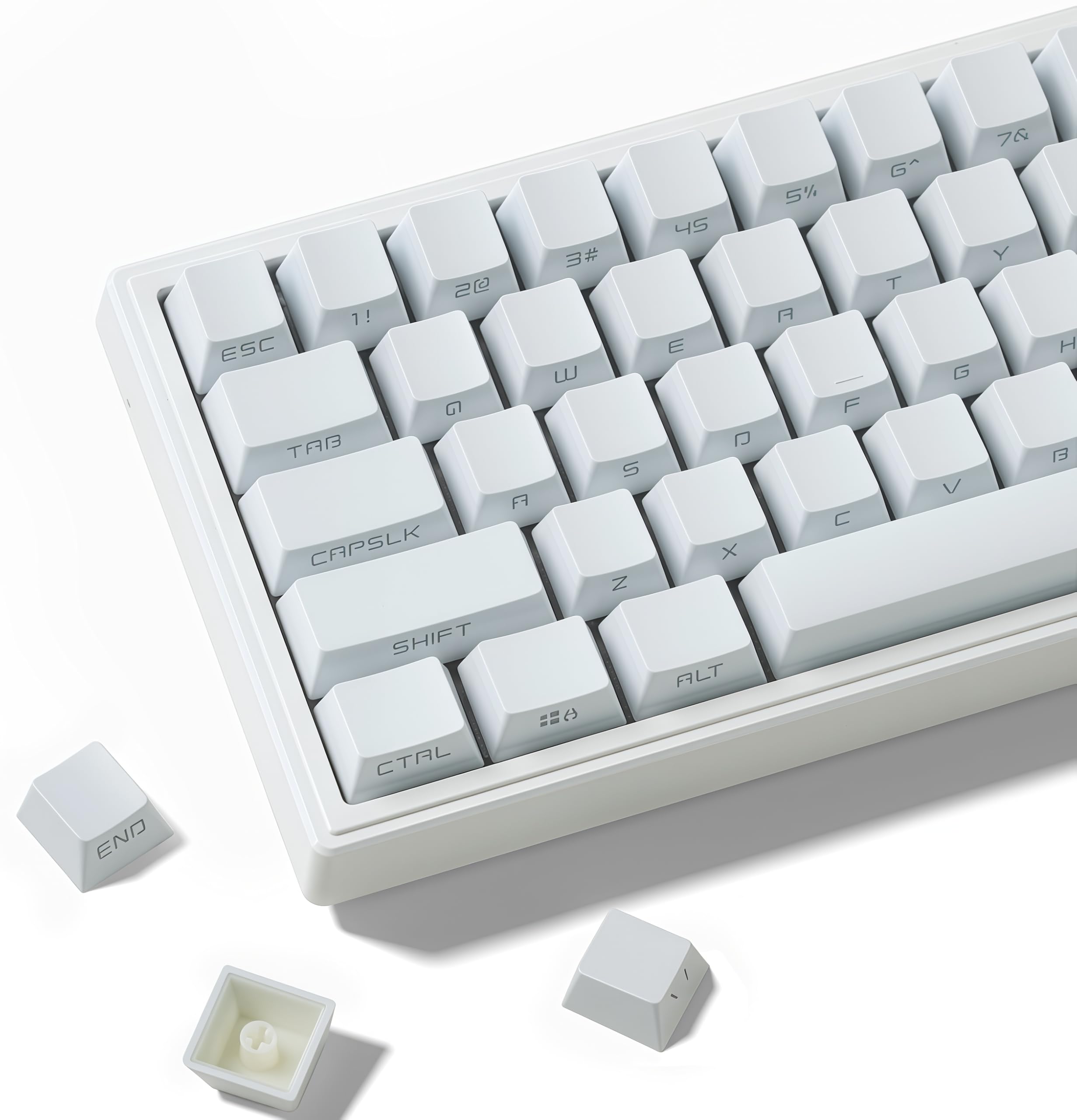 dagaladoo White keycap Set,Shine Through keycaps 60 75 Percent, Japanese Style PBT Key caps,Double Shot Custom keycaps,OEM Profile Keyboard caps for Mechanical Keyboards