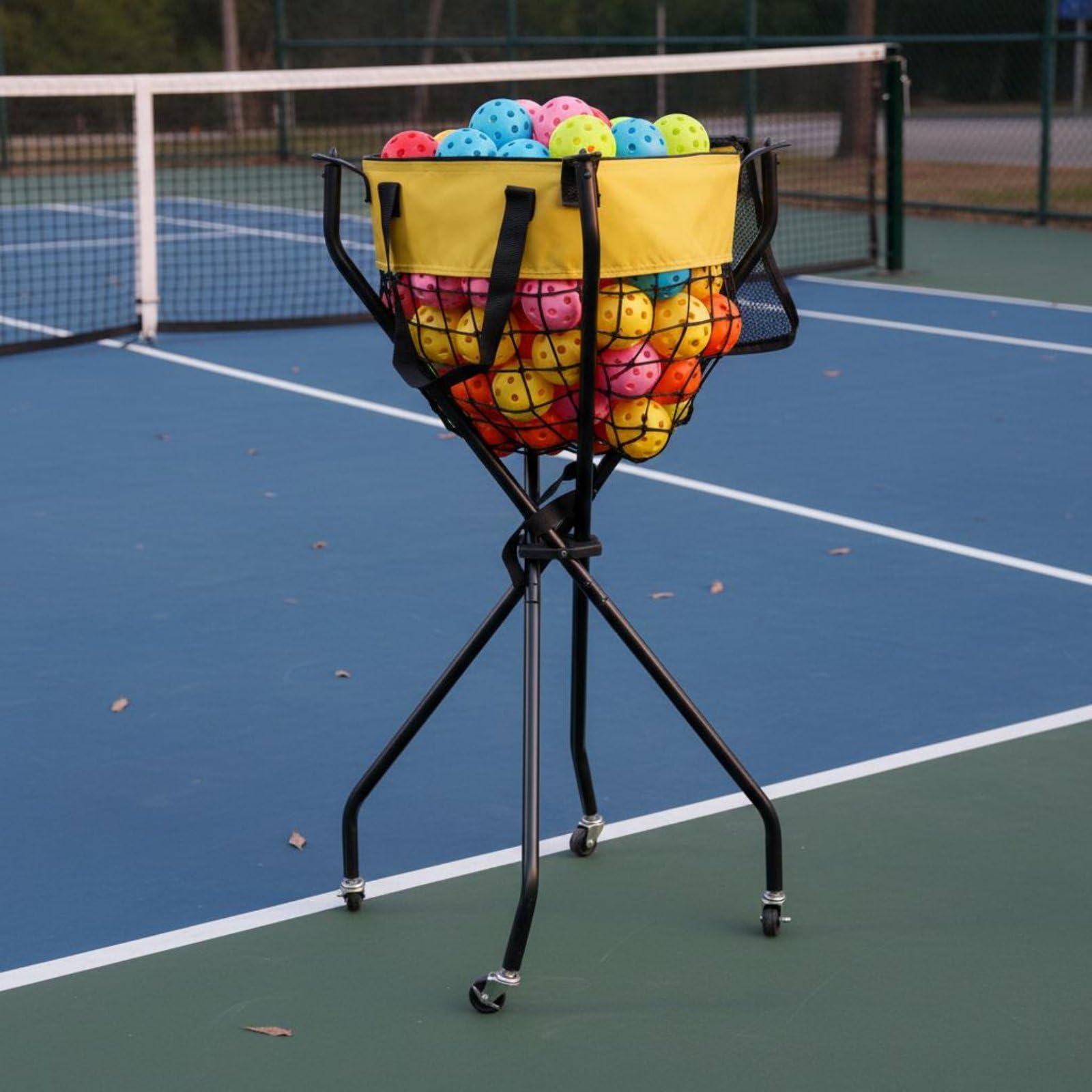 Carrello Portapalline da Tennis Portatile Organizer Sportivo Pieghevole Leggero Attrezzatura Sportiva per Allenatori, Istruttori
