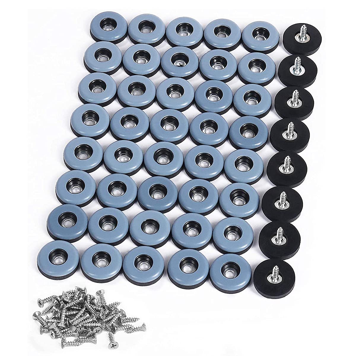 Senmubery 48-Piece MMBelgleiter PTFE Easy Moving Slider with Screw Floor Protection for Tiled Wood Floors (25 mm Round)