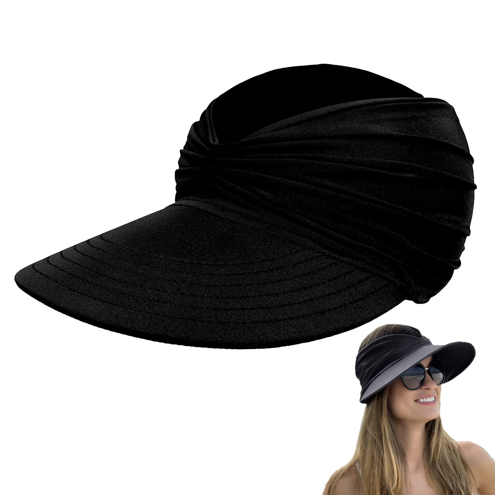 GLAITC Sombrero Playa Mujer, Visera Mujer Sombrero de Visera Anti UV Gorra Sombrero Mujer Verano Gorra Proteccion Solar para Senderismo, Paseos por la Playa, Golf UPF 40+