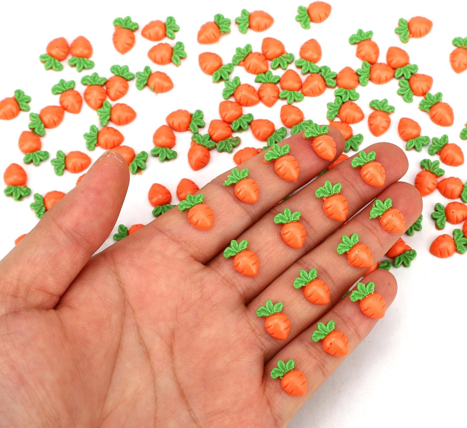 210pcs Mini Carrots, Resin Mini Easter Carrot Decor for Crafts Small Tiny Resin Decoration Supplies Easter Ornaments Home Office Micro Landscaping Party Decorations