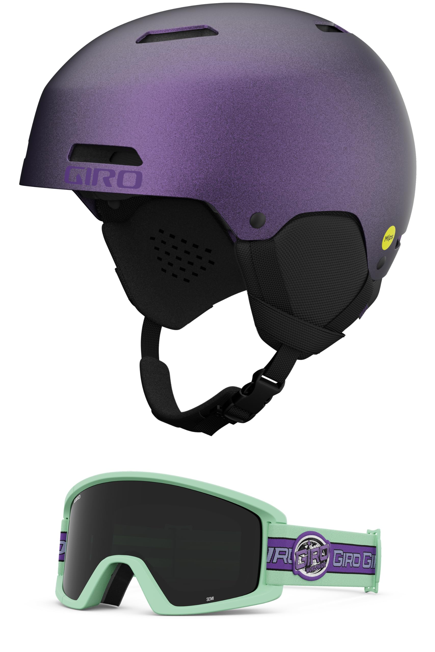 Pett スノーヘルメットとGiro スノーゴーグルセット Pett スノーヘルメットとGiro スノーゴーグルセット