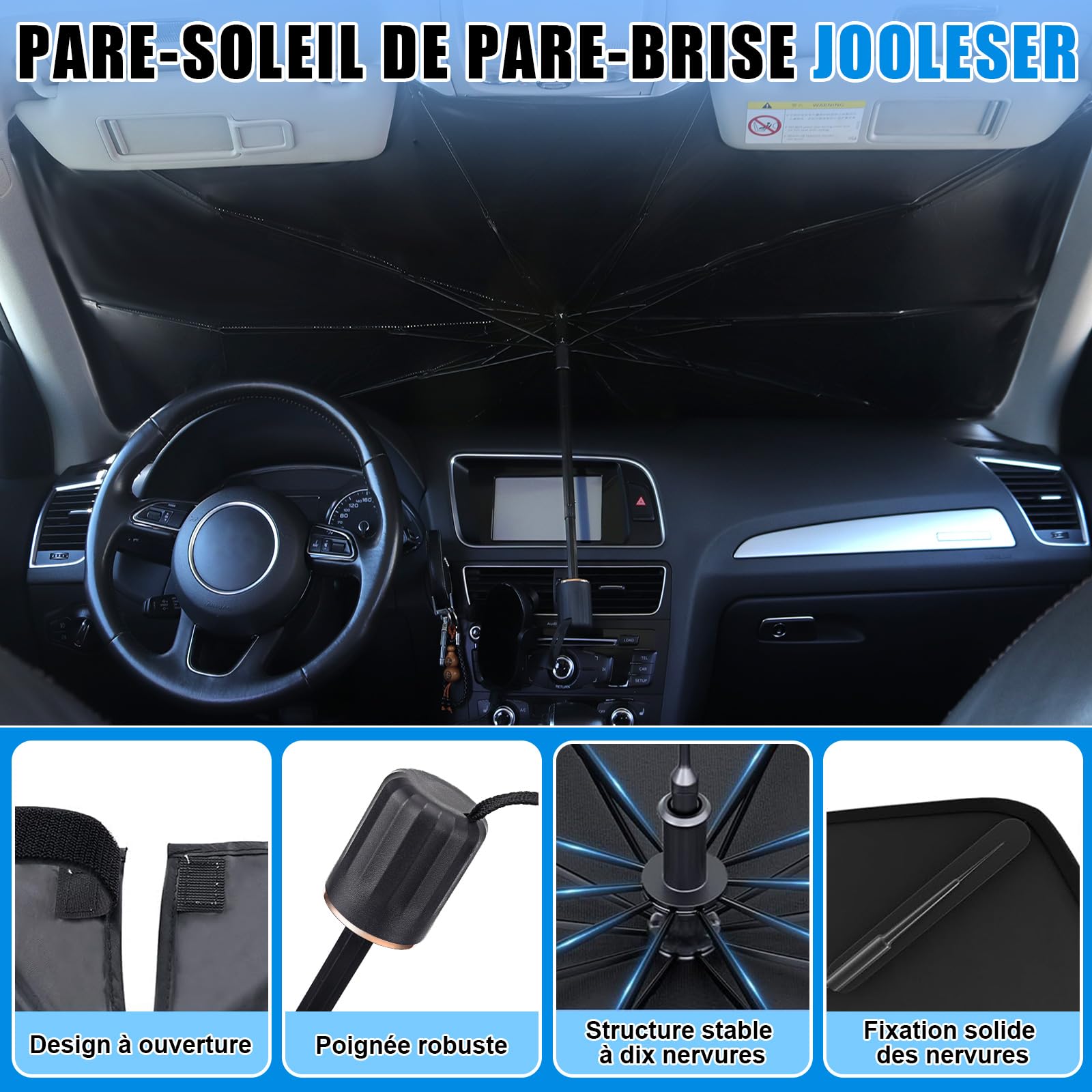 Pare-Brise Pliable,Pare-Soleil Parapluie Pour Voiture,Pare-Soleil Voiture Pare-Brise Intérieur,2026 Dernier Pare-Soleil Avant Pliable,Bloque Les Rayons UV