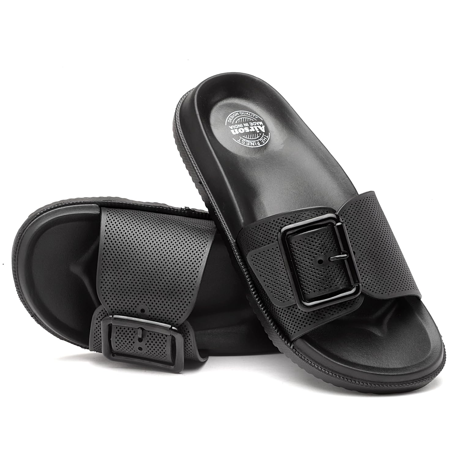 AIRSON AL-40 EXTRA SOFT Womens Classic Cushion Sliders/Slippers with Adjustable Buckle Strap for Adult|Comfortable & LightWeight|Stylish & Anti-Skid|Waterproof & Everyday Flip Flops for Ladies/Girls (B0DJ32FYXM) Amazon Price History, Amazon Price Tracker