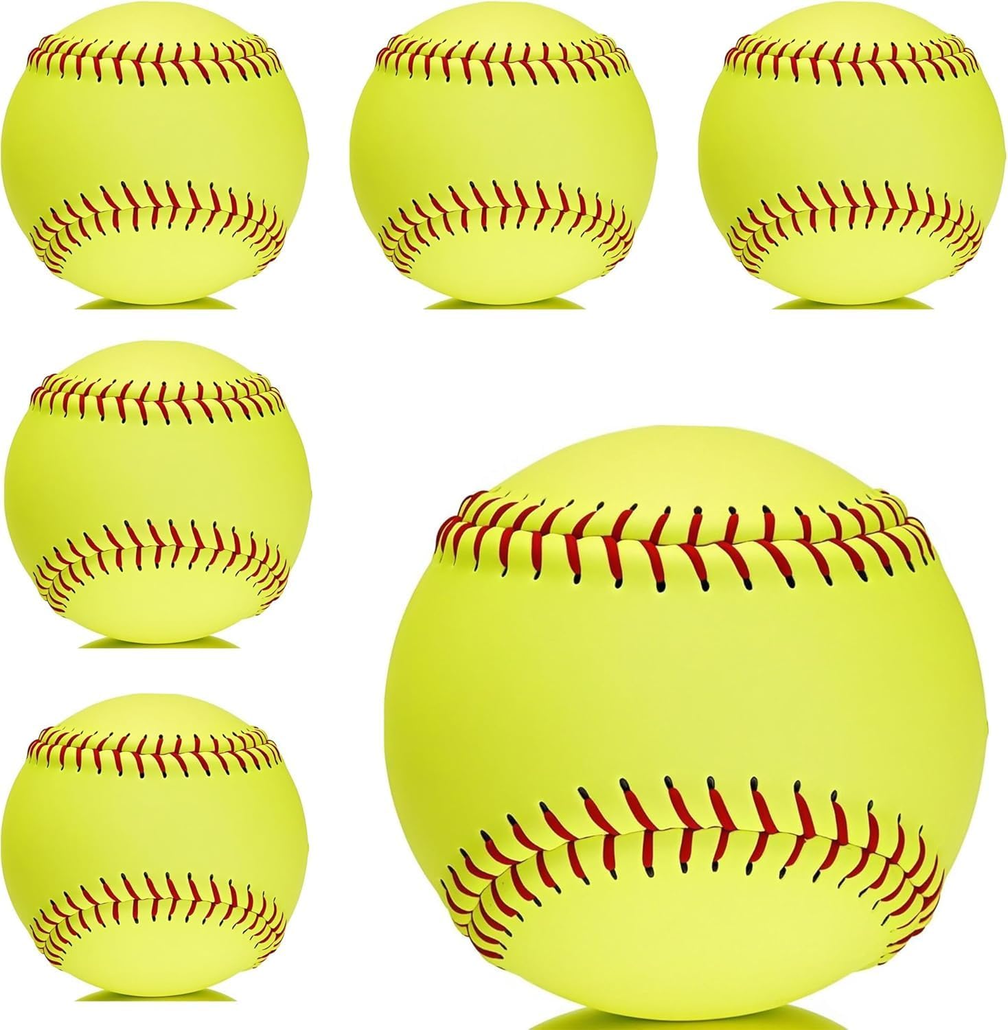 Yellow Sports Fastpitch Softballs, 11" Practice Softball Balls, Unmarked & Leather Covered Training Ball for Games, Practice and Training