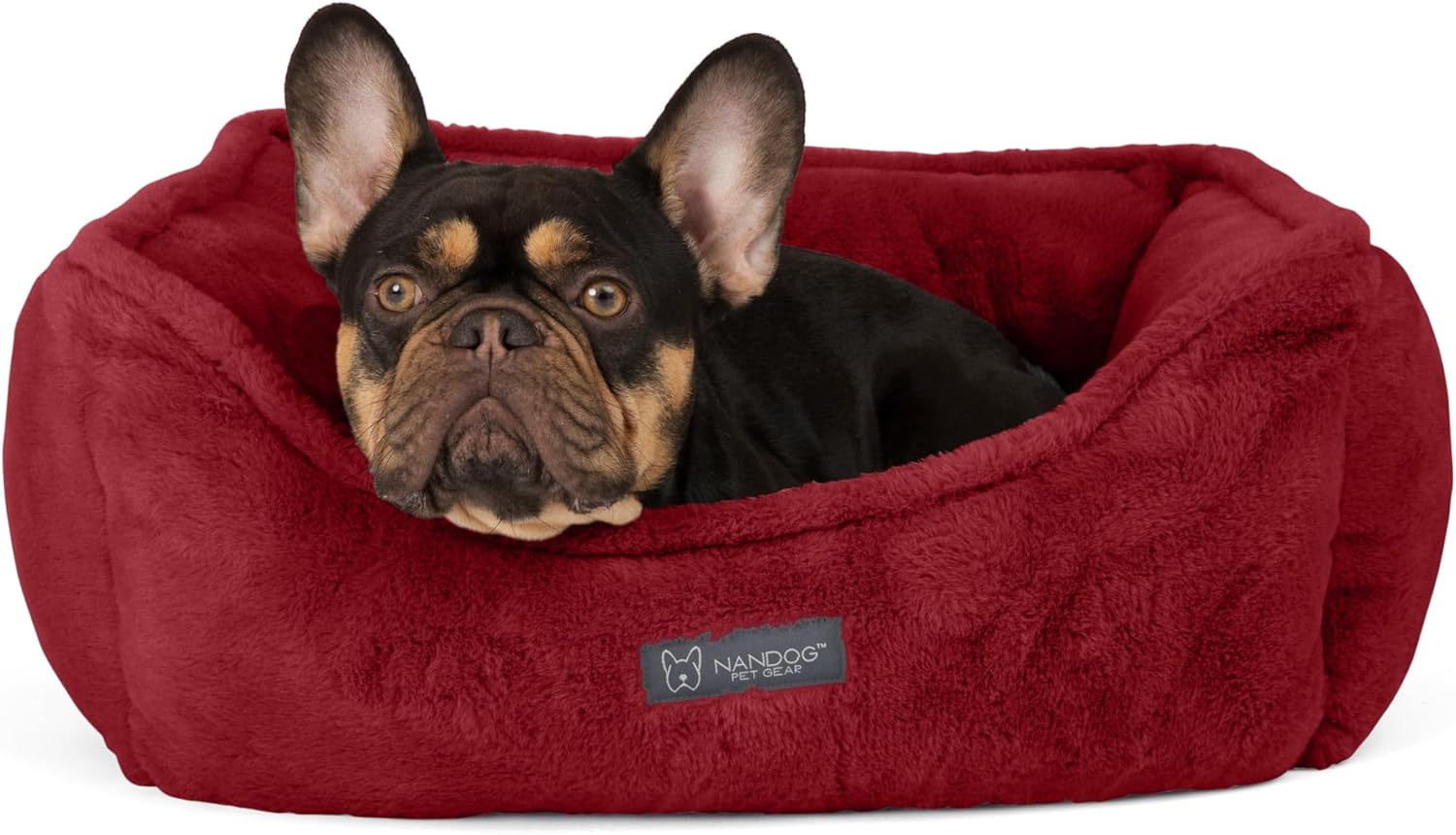 NANDOG Cloud Collection Cat and Dog Bed for Small to Medium Breeds – Made of Ultra Soft Micro Plush Fabric – Reversible Design with Double Stitched Seams (25”x21”x10”) (Burgundy)