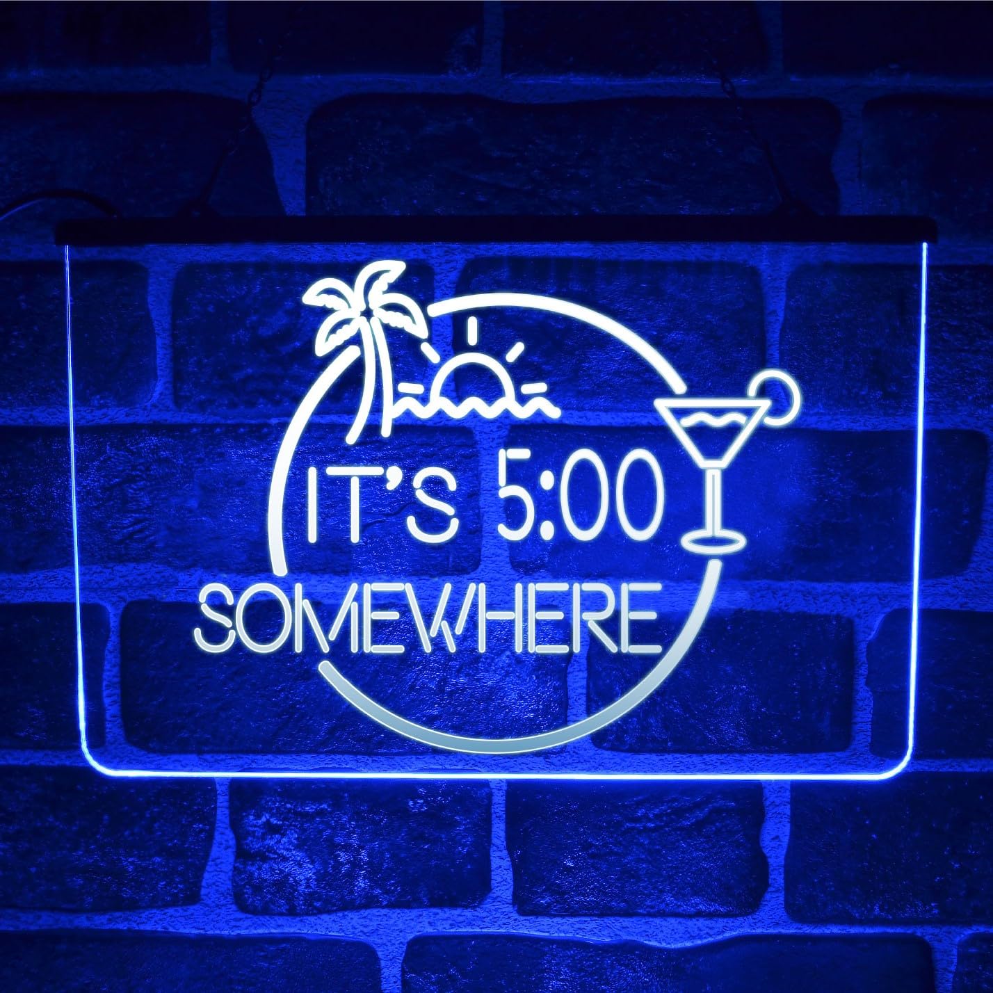 It's 5pm Somewhere LED Neon Light Sign | Wall USB Display For Home Cocktail Bar or Pub Decor