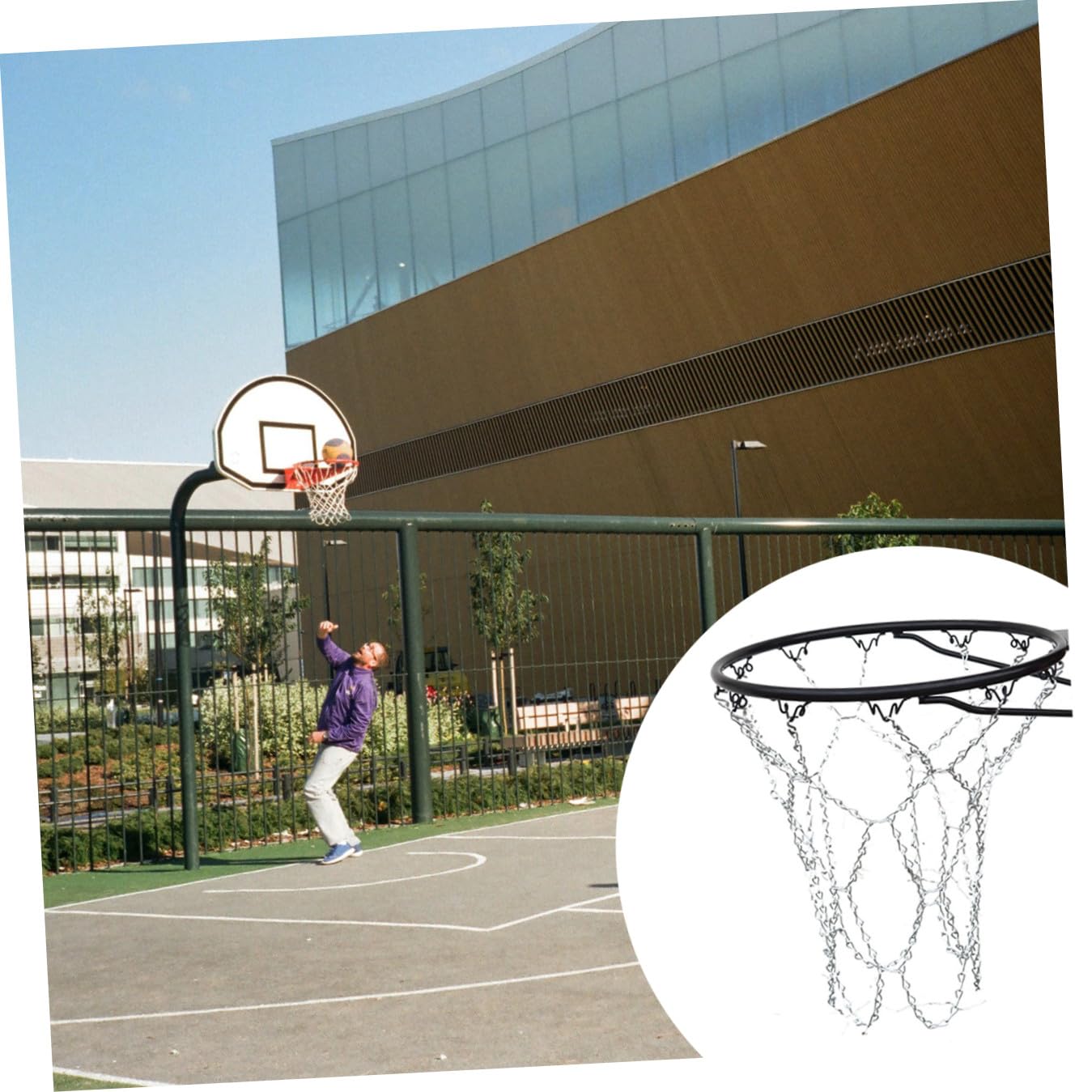 Yardwe Basketballnetz Aus Rostfreiem Stahlkette Kettennetz Für Standard Basketballkörbe Wetterfest Langlebig Für Indoor Und Outdoor