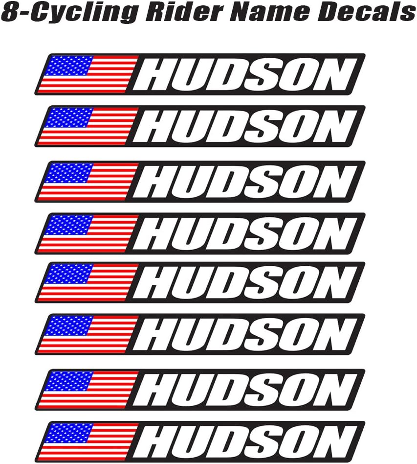 8 Piece Custom Bicycle Frame Name USA Decal Sticker Set - Road Bike Cycling Mountain Bike - Black Background