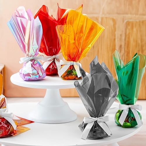 Miniatura 3 de JOYIT Rollo de celofán naranja (100 pies de largo x 17.5 pulgadas de ancho) - Papel de regalo de celofán naranja transparente de 2.5 mil de grosor,