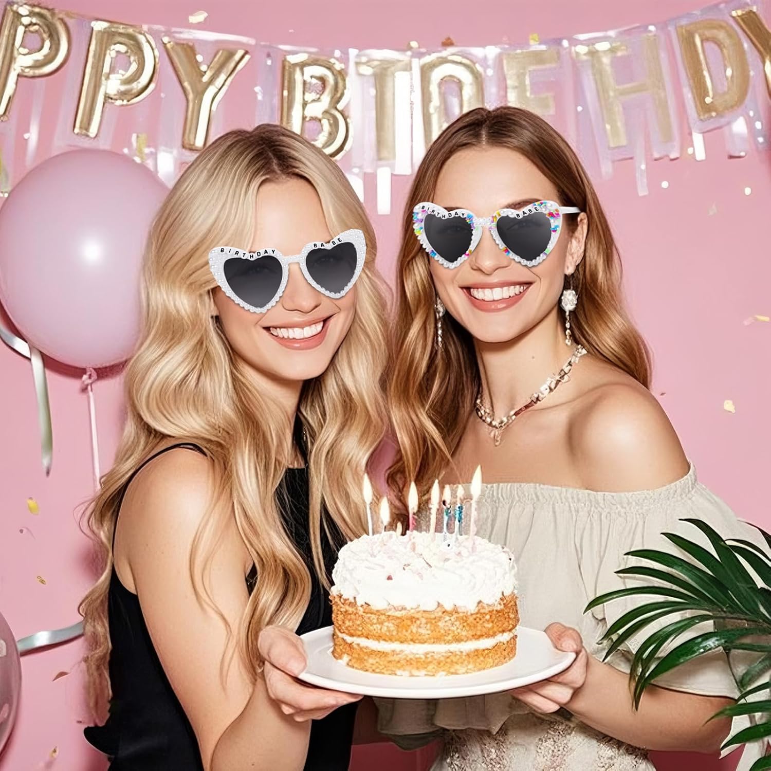 WantGor Birthday Glasses, Heart Sunglasses Birthday Babe Party Gift Accessories Favors for Women - Image 4