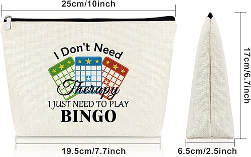 Miniatura 2 de Sazuwu Regalos para amantes del bingo, regalo de juego para mujeres, bolsa de maquillaje, No necesito terapia, solo necesito jugar al bingo (estilo