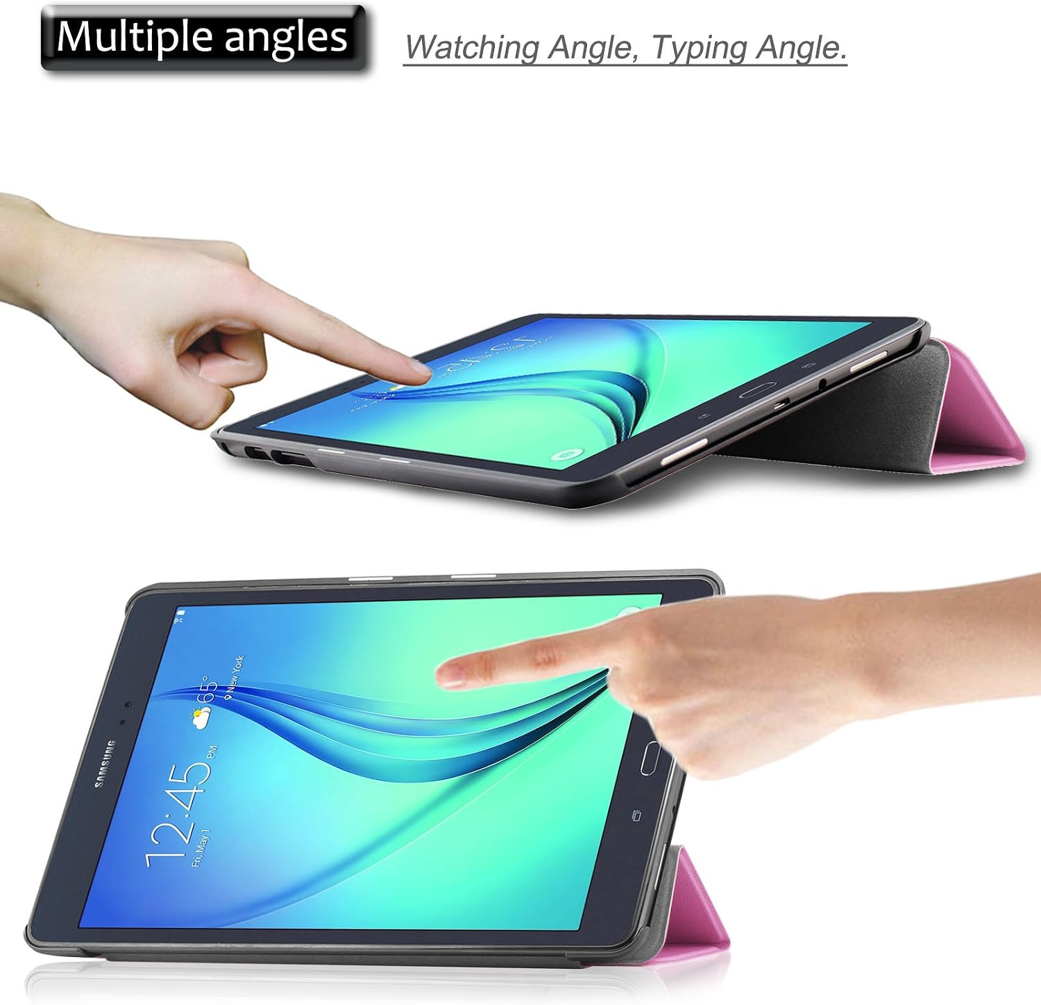 Infiland Ultra Slim Tri-Fold Shell Case for Samsung Galaxy Tab A 8.0 - Pink